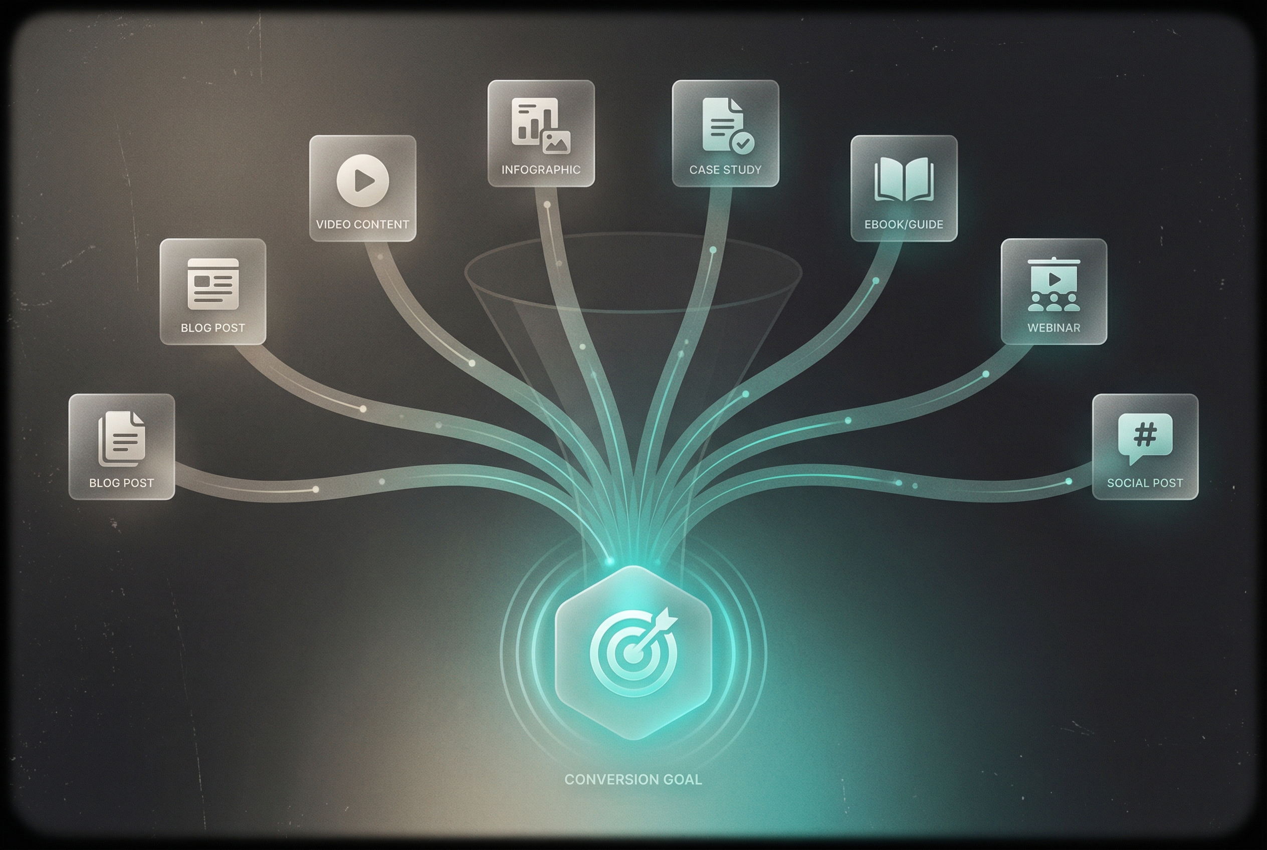 Content pillars diagram showing a central hub connected to topic clusters for building topical authority